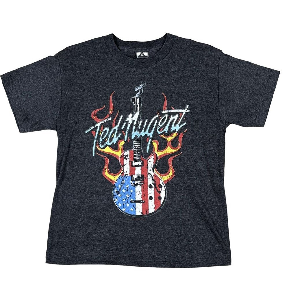 VTG 00s Ted Nugent‎ Grey T-Shirt Size Youth Large